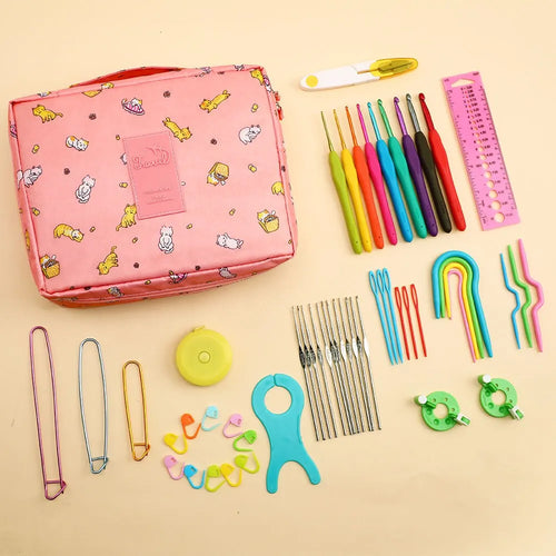 53 Novice Crochet Kits For Beginners and Multi-color Storage Kits For Portable Hand DIY Knitting Tools 1pc