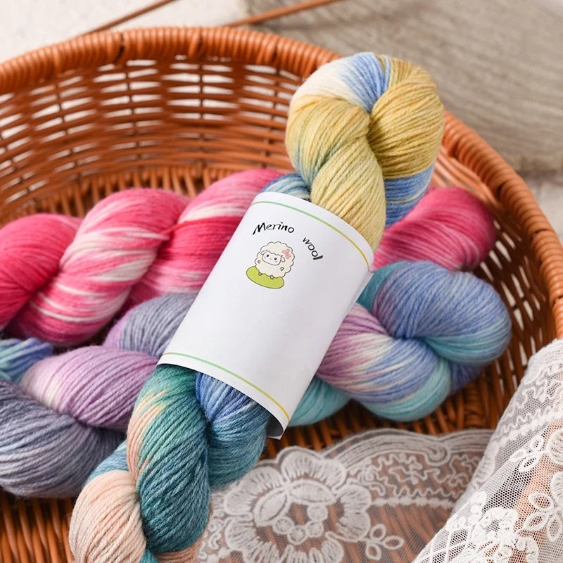 Section-Dyed Rainbow-Colored Gradient Colorful Wool Yarn for Knitting Sweaters, Jackets, Gloves, Scarves, Yarn Balls, Suitable for Making Various Handicrafts, 1 Bag = 3 Pieces = 300g