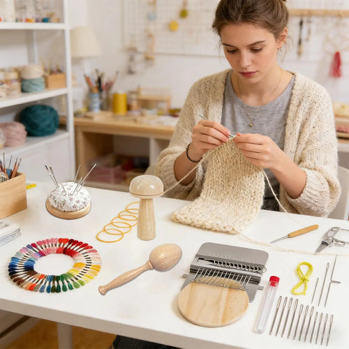 Knitting Patch Kit For Beginners Mending Jeans Socks Mushroom/ Egg Shape Knitting Patch With Hooks And Yarn Darning Thread Kit