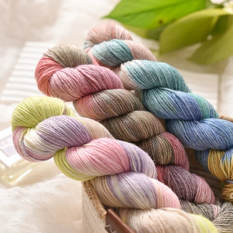 Section-Dyed Rainbow-Colored Gradient Colorful Wool Yarn for Knitting Sweaters, Jackets, Gloves, Scarves, Yarn Balls, Suitable for Making Various Handicrafts, 1 Bag = 3 Pieces = 300g